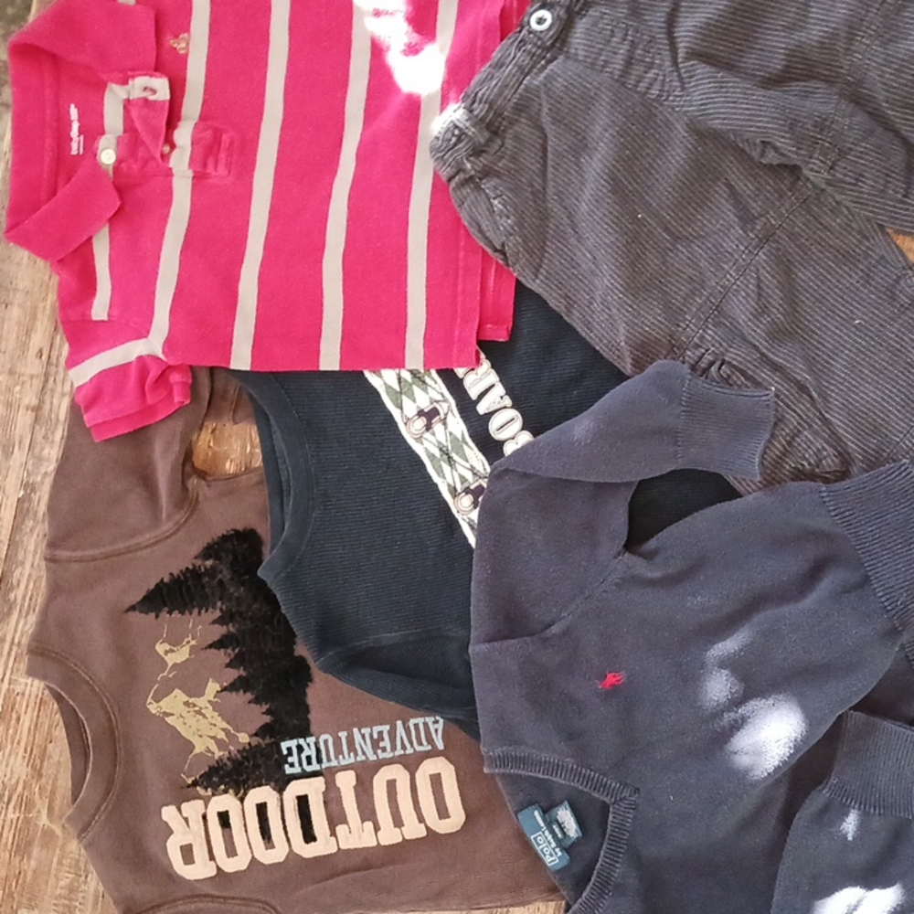 4 Tops Gymboree, Baby Gap and Ralph Lauren plus Grey cargo pants